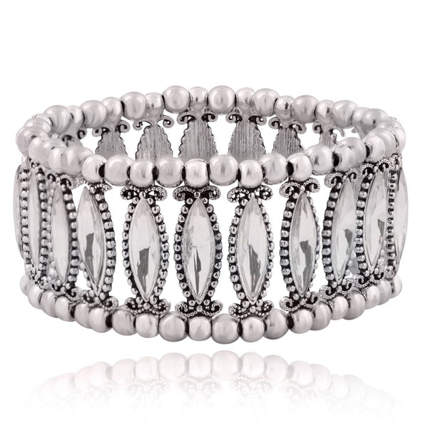 Tibetan Tribal Afghani Oxidised German Silver Stretch Bracelet Bulk Secondary image