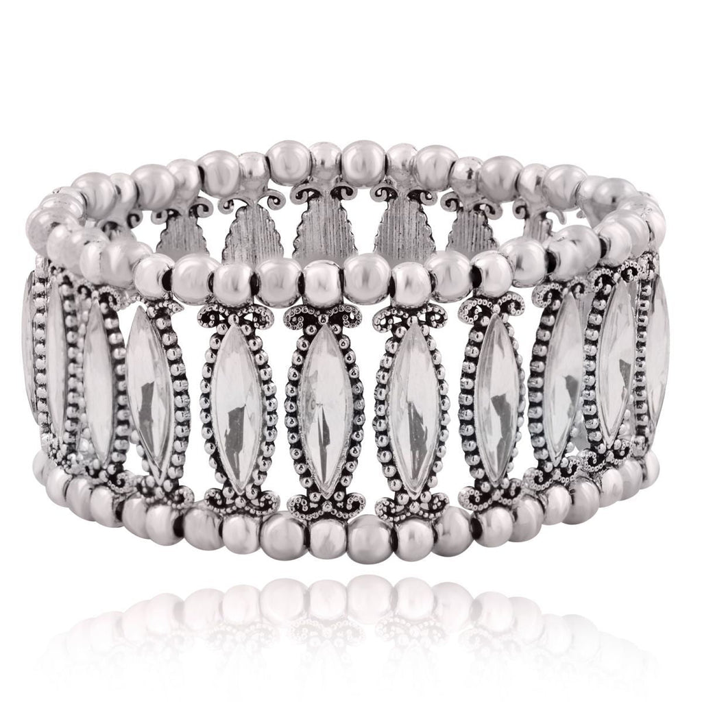 Tibetan Tribal Afghani Oxidised German Silver Stretch Bracelet Bulk