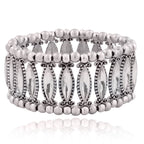 Tibetan Tribal Afghani Oxidised German Silver Stretch Bracelet Bulk