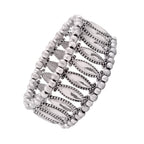 Tibetan Tribal Afghani Oxidised German Silver Stretch Bracelet Bulk