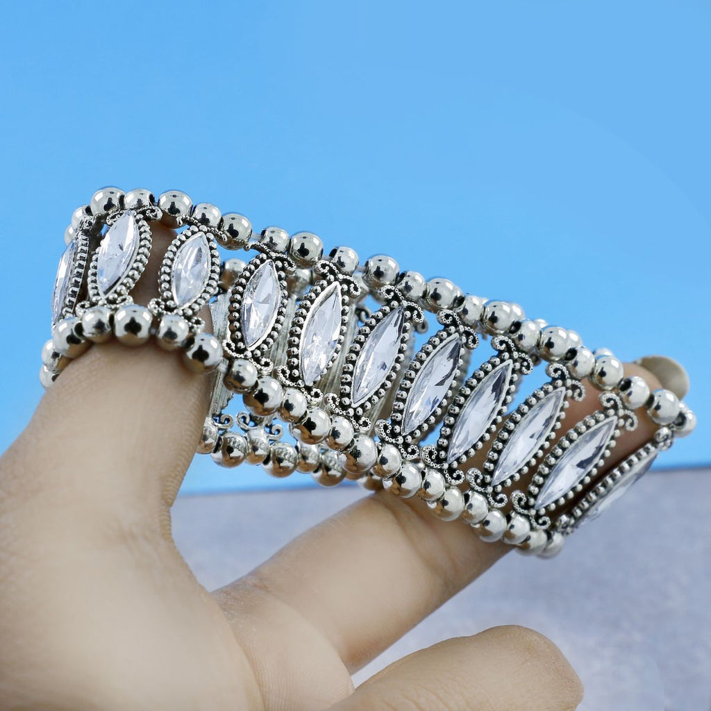 Tibetan Tribal Afghani Oxidised German Silver Stretch Bracelet Bulk