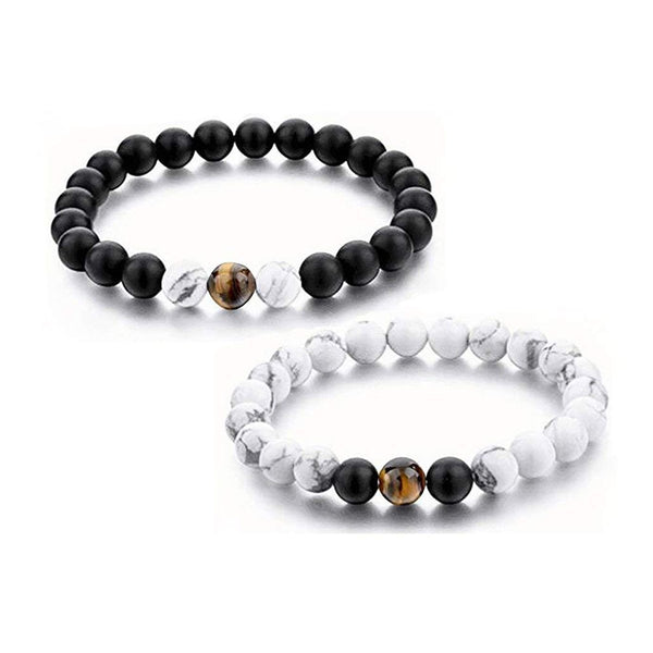 Natural Tiger Eye Hite Onyx Beads Stretchable Combo Bracelets Bulk Main image