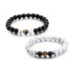 Natural Tiger Eye Hite Onyx Beads Stretchable Combo Bracelets Bulk