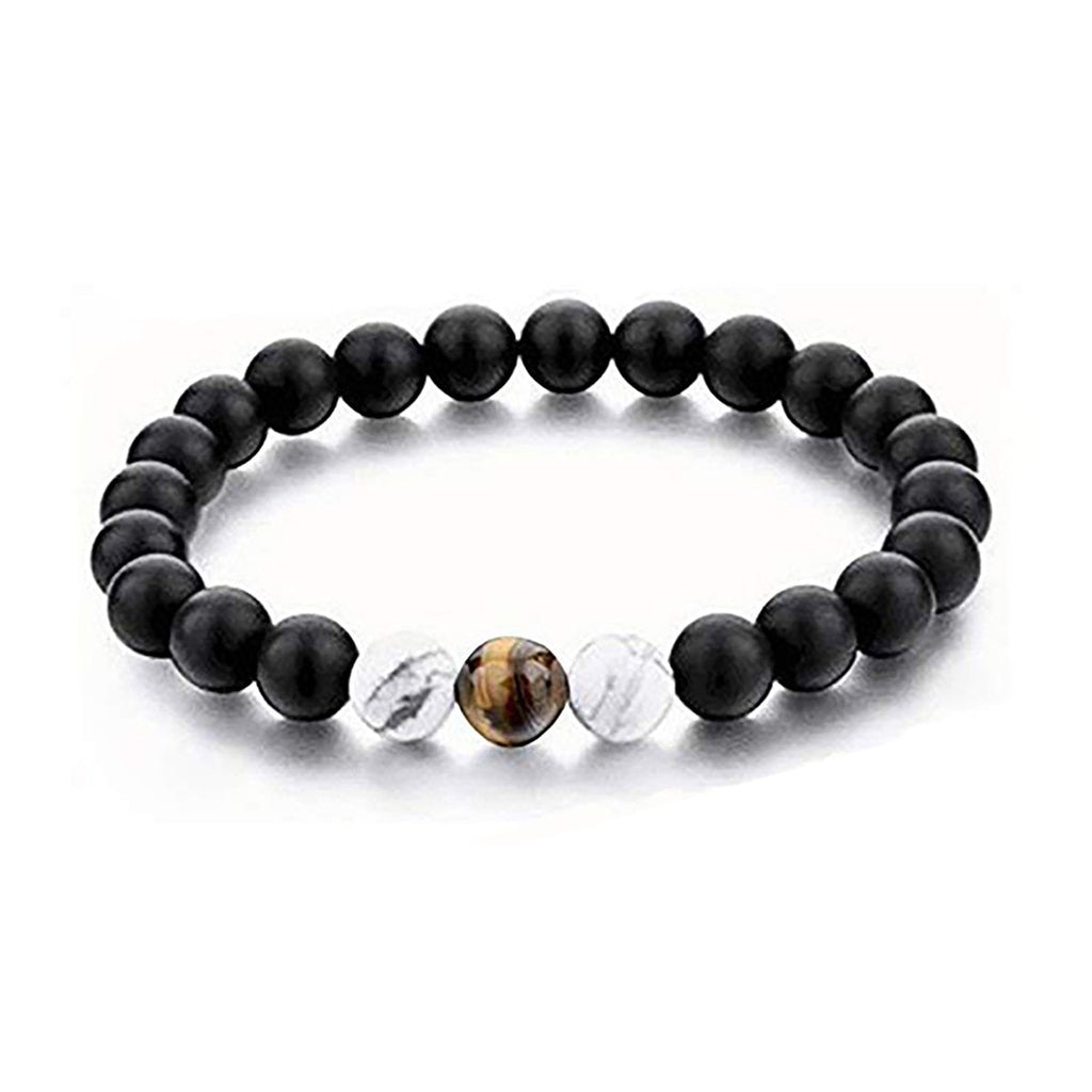 Natural Tiger Eye Hite Onyx Beads Stretchable Combo Bracelets Bulk