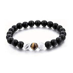 Natural Tiger Eye Hite Onyx Beads Stretchable Combo Bracelets Bulk