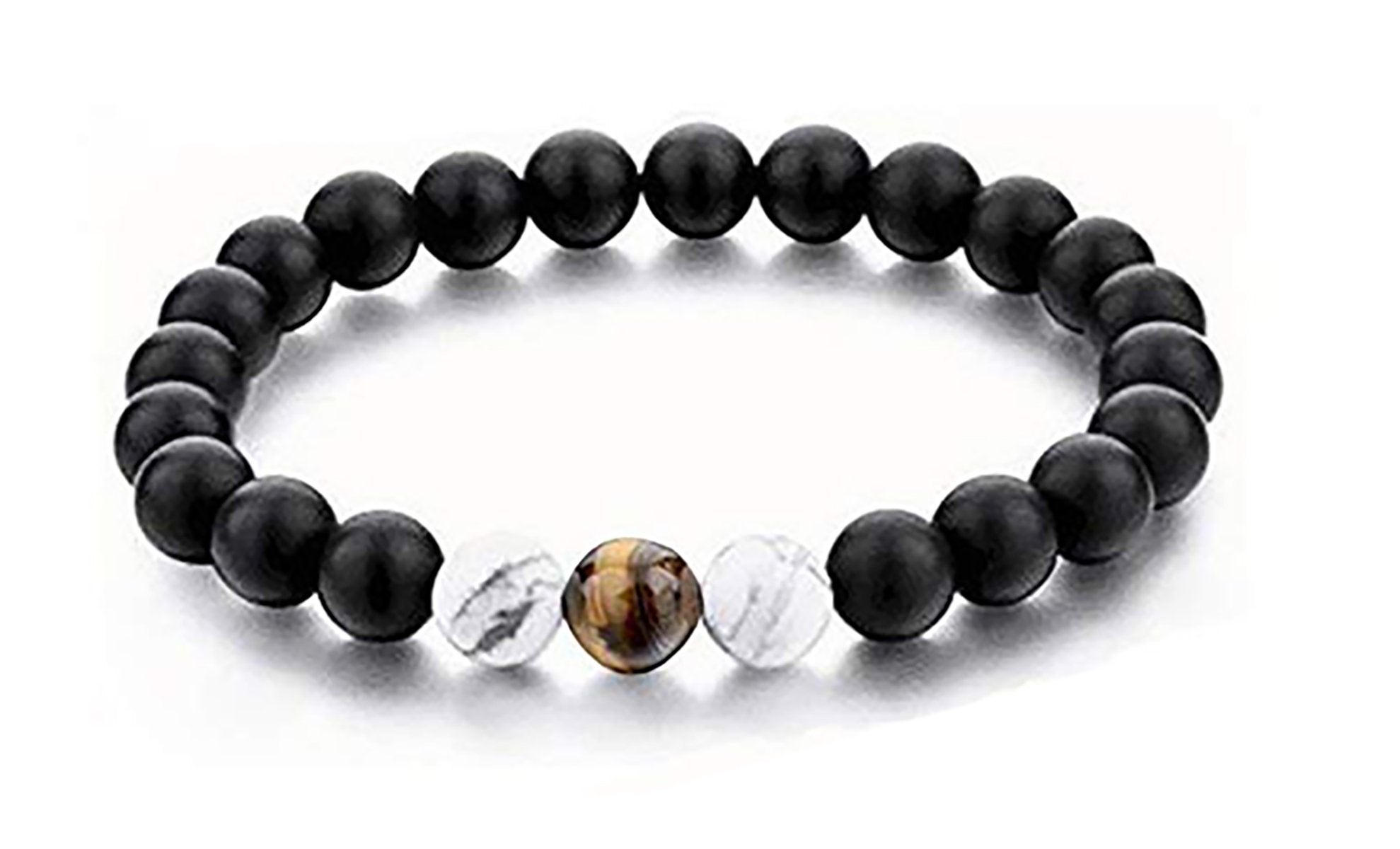 Tiger Eye Hite Onyx Beads Black White Stretch Distance Bracelet Bulk