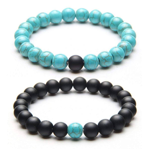 Natural Onyx Turquoise Beads Black Stretchable Combo Bracelet Bulk Secondary image