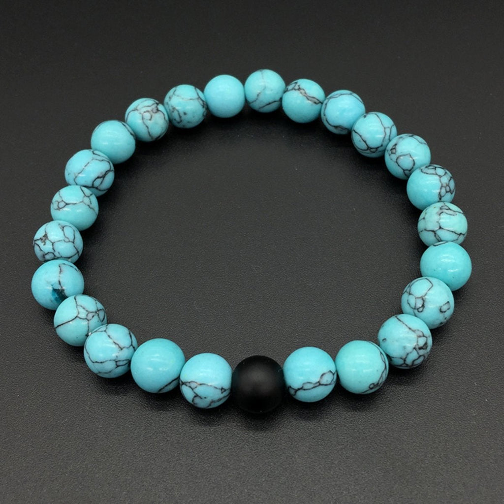 Natural Onyx Turquoise Beads Black Stretchable Combo Bracelet Bulk