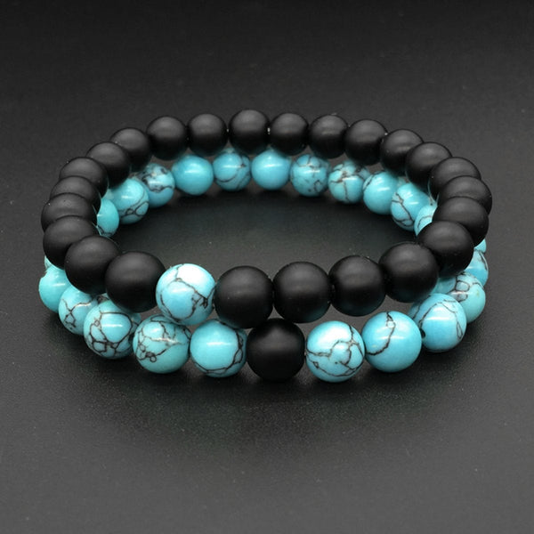 Natural Onyx Turquoise Beads Black Stretchable Combo Bracelet Bulk Main image