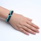 Natural Onyx Turquoise Beads Black Stretchable Combo Bracelet Bulk