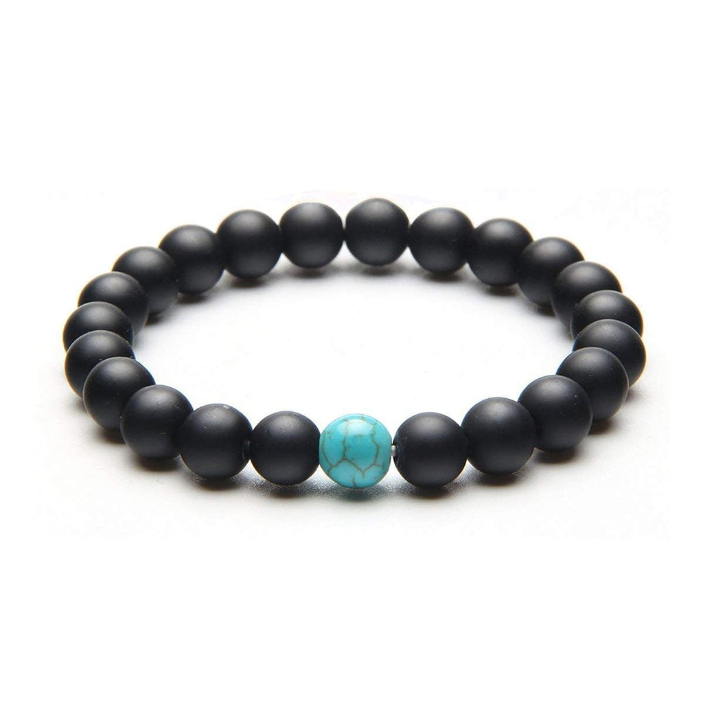Turquoise Onyx Beads Glossy Black Stretchable Distance Bracelet Bulk