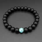 Turquoise Onyx Beads Glossy Black Stretchable Distance Bracelet Bulk
