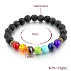 7 Chakra Lava Onyx Beads Black Stretchable Distance Bracelet Bulk