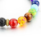 7 Chakra Lava Onyx Beads Black Stretchable Distance Bracelet Bulk
