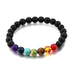 7 Chakra Reiki Healing Yoga Meditation Lava Onyx Beads Bracelet Bulk