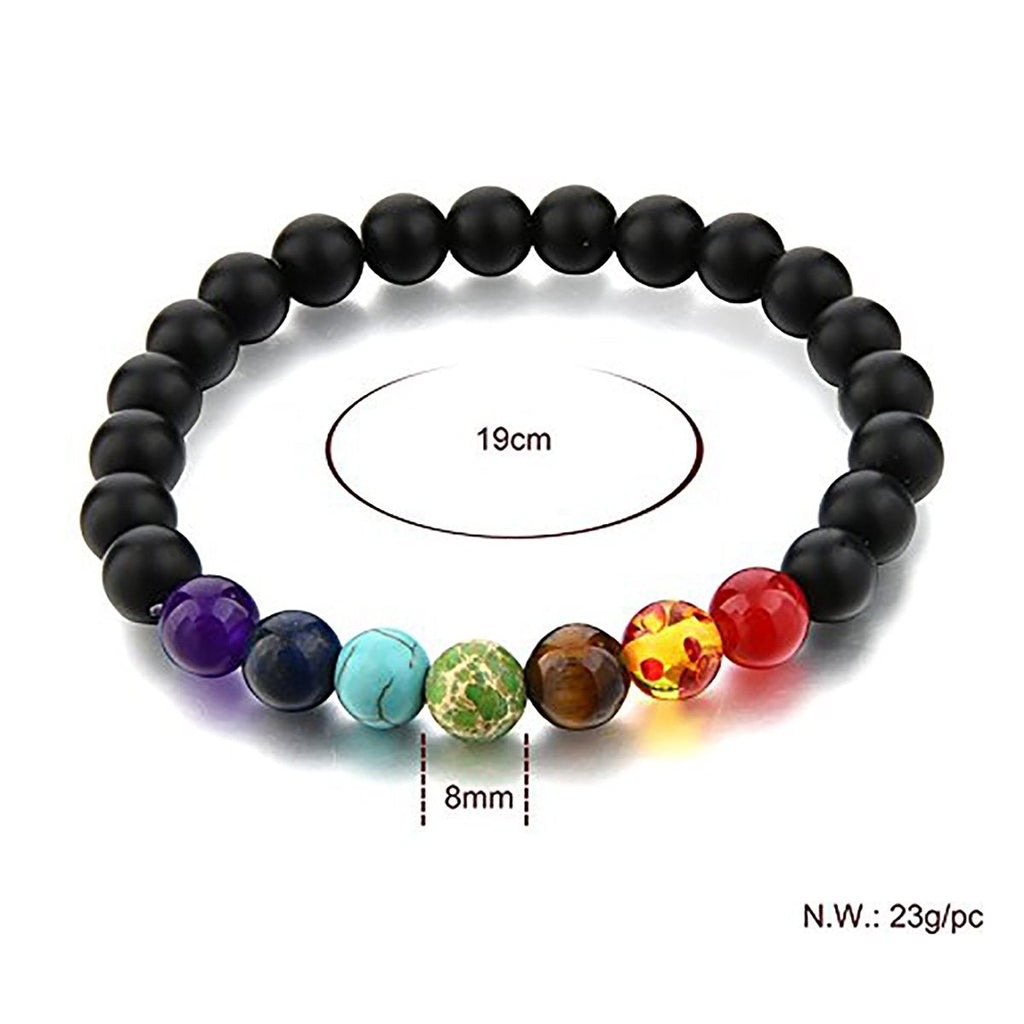 7 Chakra Reiki Healing Yoga Meditation Lava Onyx Beads Bracelet Bulk
