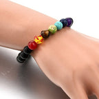 7 Chakra Reiki Healing Yoga Meditation Lava Onyx Beads Bracelet Bulk