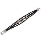 Anchor Braided Genuine Black Leather Wrist Band Strand Bracelet Bulk