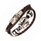 Anchor Braided Brown Leather Ring Wrist Band Strand Bracelet Men Bulk