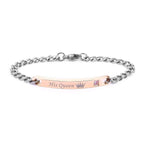 His Queen Glossy Rose Gold Stainless Steel Id Bracelet Girls Bulk