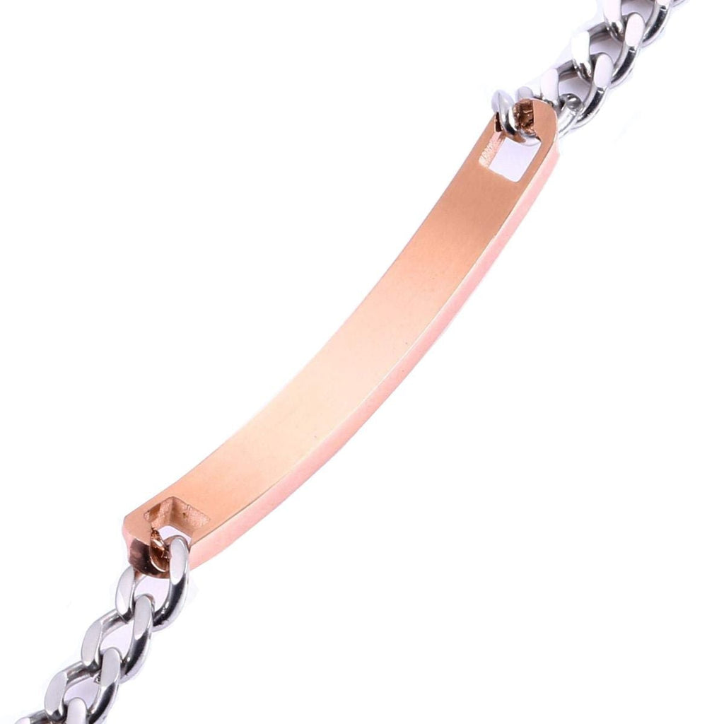His Queen Glossy Rose Gold Stainless Steel Id Bracelet Girls Bulk