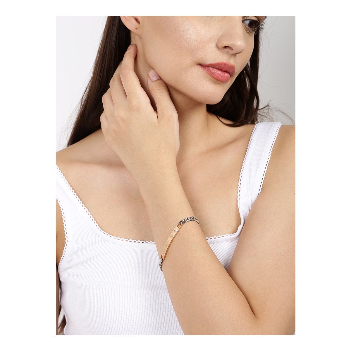 His Queen Glossy Rose Gold Stainless Steel Id Bracelet Girls Bulk