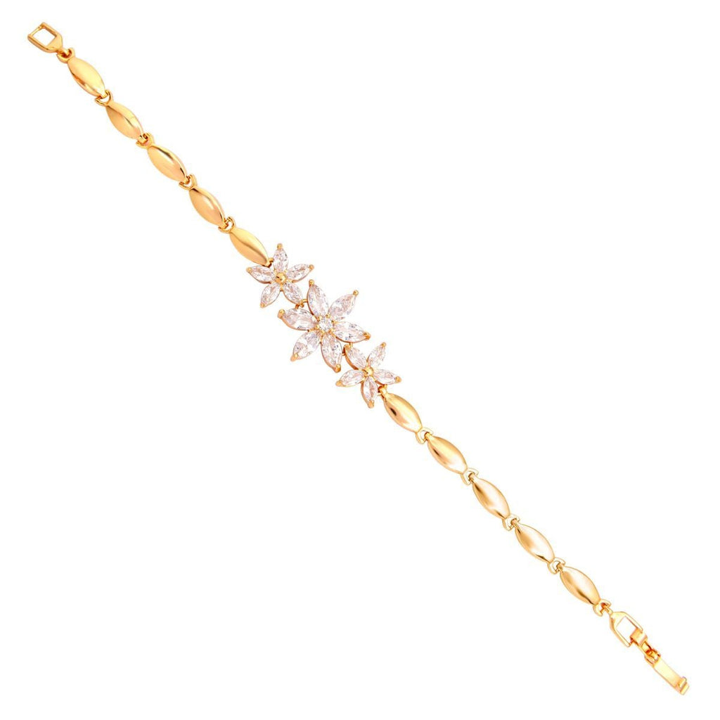 Floral 18K Gold Crystal Cubic Zirconia American Diamond Bracelet Bulk