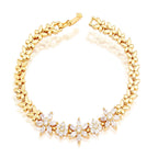 Floral Glossy 18K Gold Crystal American Diamond Bracelet Women Bulk