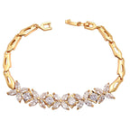 Floral Glossy 18K Gold Crystal American Diamond Bracelet Women Bulk