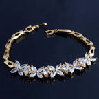 Floral Glossy 18K Gold Crystal American Diamond Bracelet Women Bulk