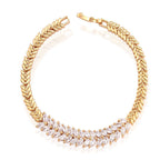 Floral Glossy 18K Gold Crystal American Diamond Brass Bracelet Bulk