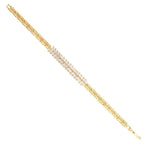 Floral Glossy 18K Gold Crystal American Diamond Brass Bracelet Bulk