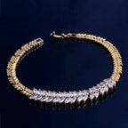 Floral Glossy 18K Gold Crystal American Diamond Brass Bracelet Bulk