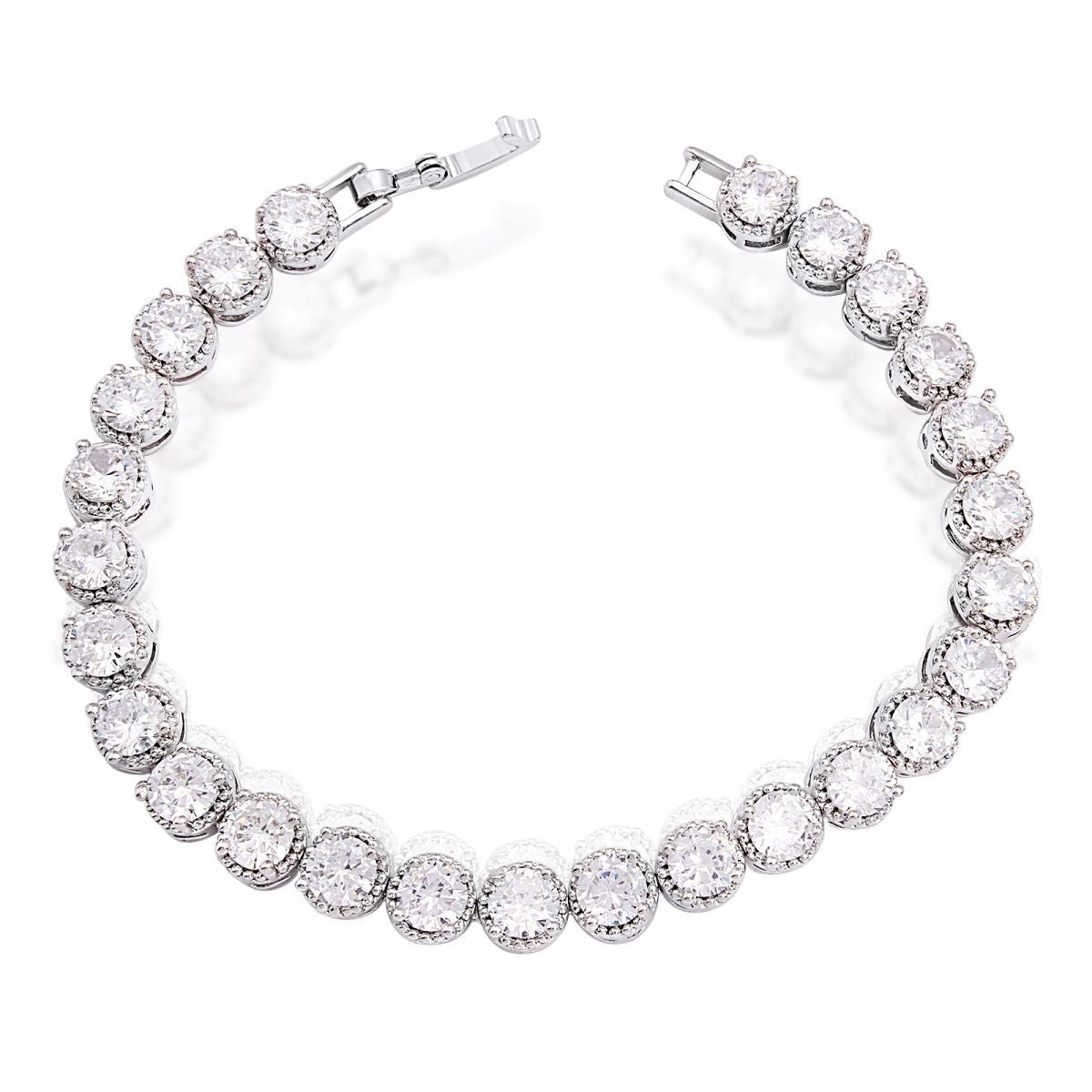Tennis Glossy Silver Aaa Grade Cz American Diamond Bracelet Women Secondary image