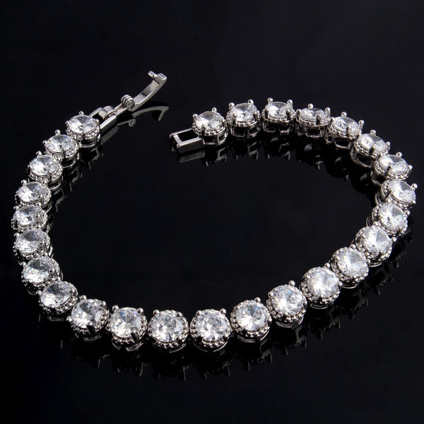 Tennis Glossy Silver Aaa Grade Cz American Diamond Bracelet Women Main image