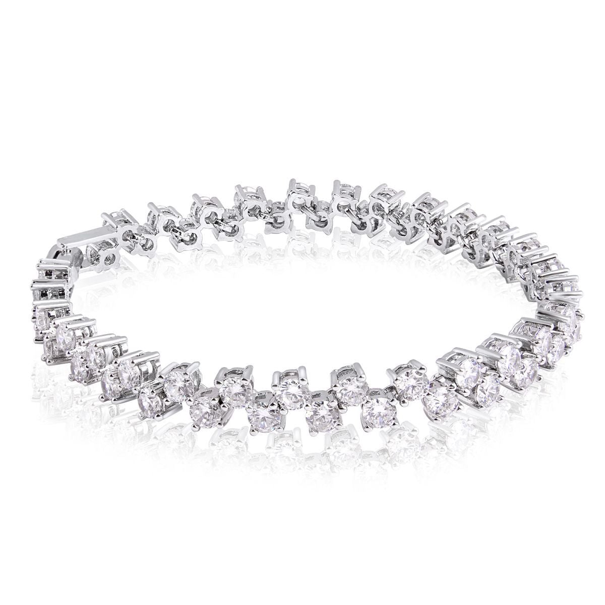 Tennis Glossy Silver Aaa Grade Cz American Diamond Bracelet Women Secondary image