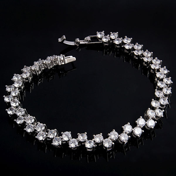 Tennis Glossy Silver Aaa Grade Cz American Diamond Bracelet Women Main image