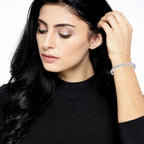 Tennis Glossy Silver Aaa Grade Cz American Diamond Bracelet Women