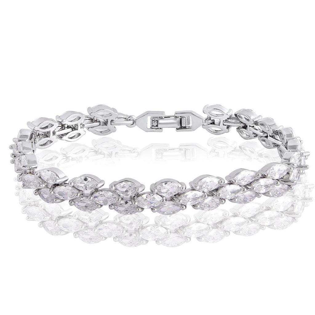 Silver Cubic Zirconia Eternity Bracelet For Women Bulk