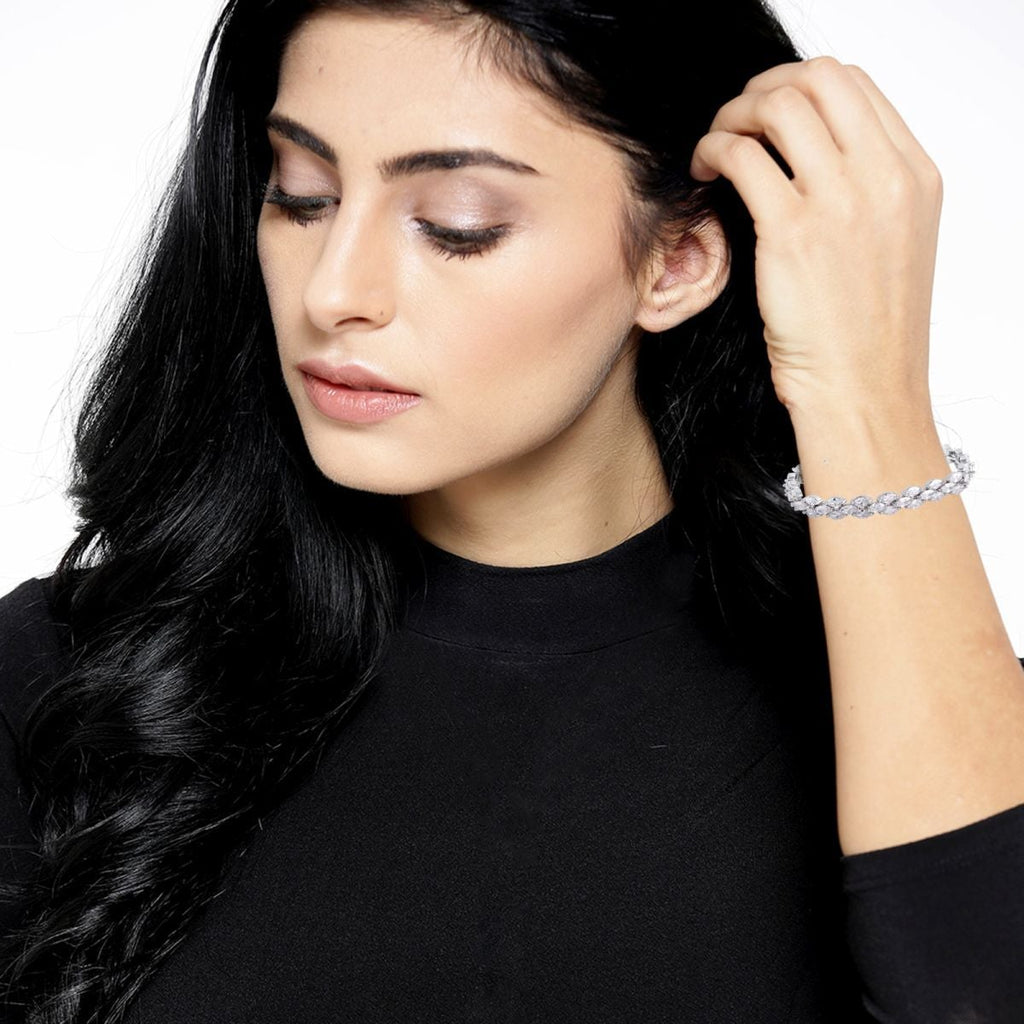 Silver Cubic Zirconia Eternity Bracelet For Women Bulk