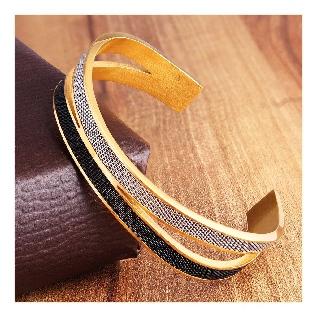 Black Silver Gold Stainless Steel Cuff Kada For Men Bulk