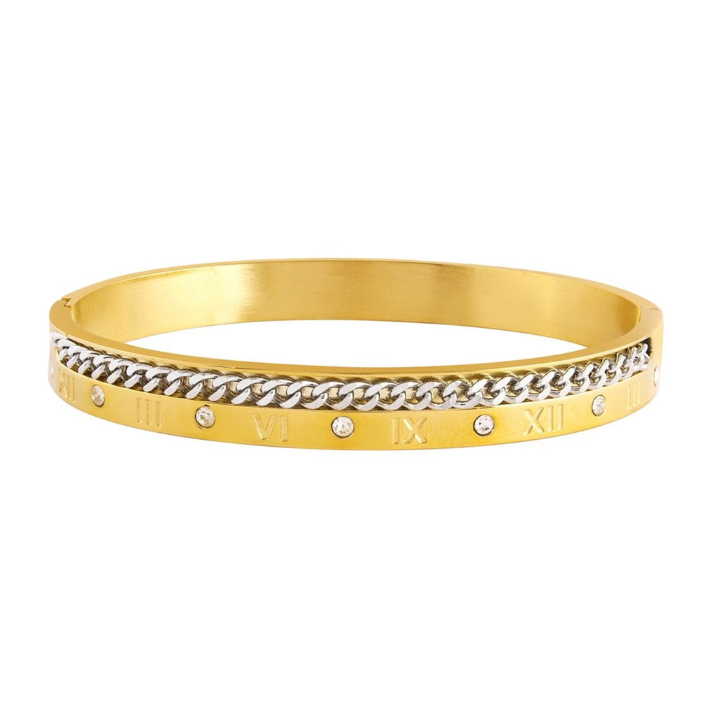 Gold Roman Curb CZ 316L Stainless Steel Kada For Men Bulk