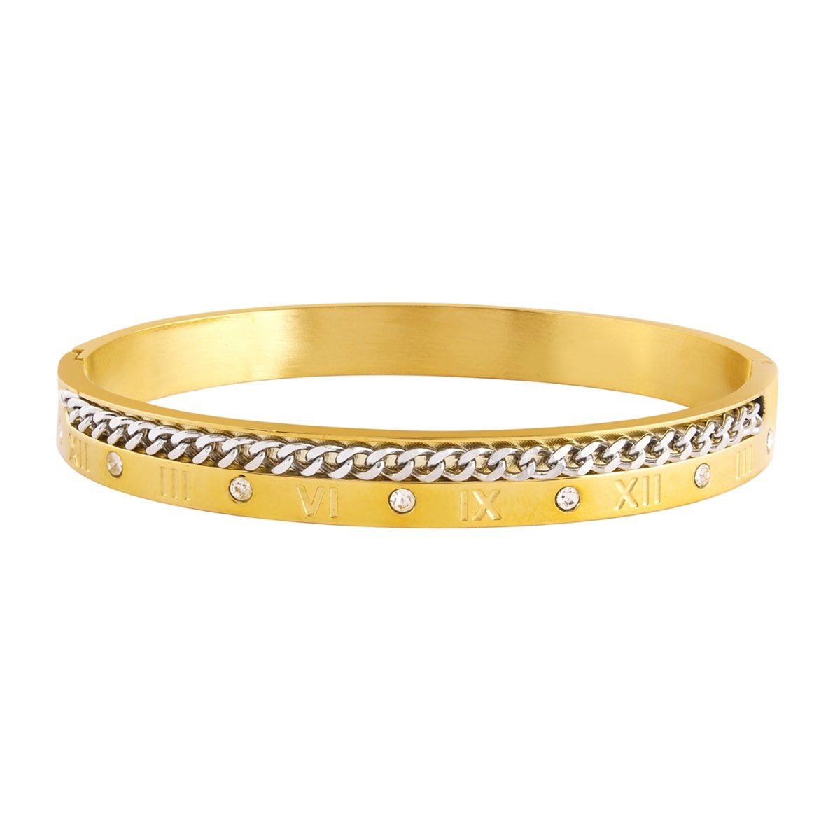 Gold Roman Curb CZ 316L Stainless Steel Kada For Men Bulk