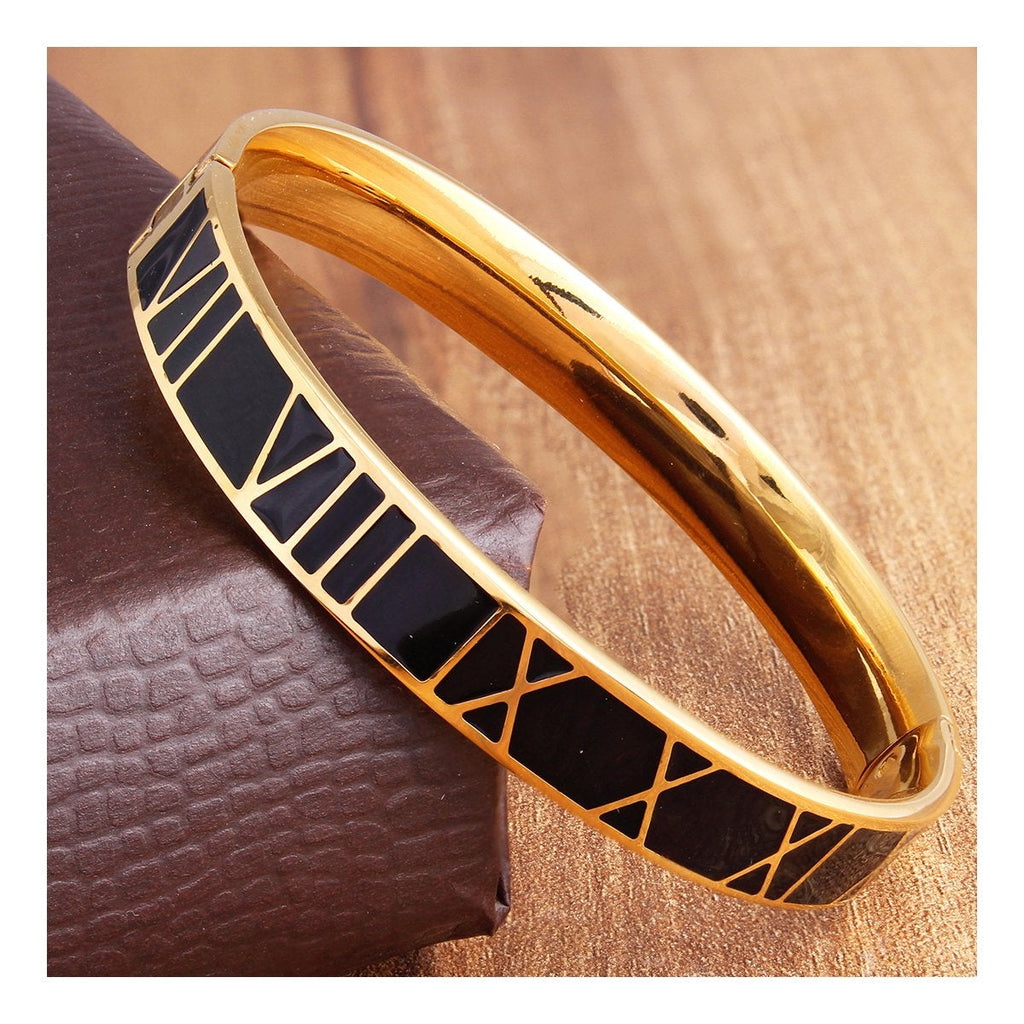 Gold Black Roman Stainless Steel Openable Kada For Men Bulk