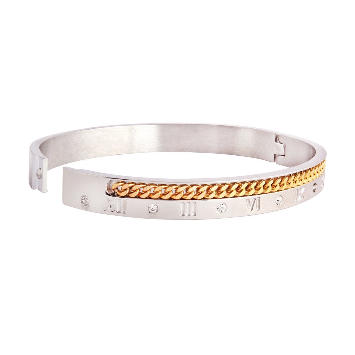 Roman Rope CZ Gold Silver Stainless Steel Kada Bangle Bracelet Bulk