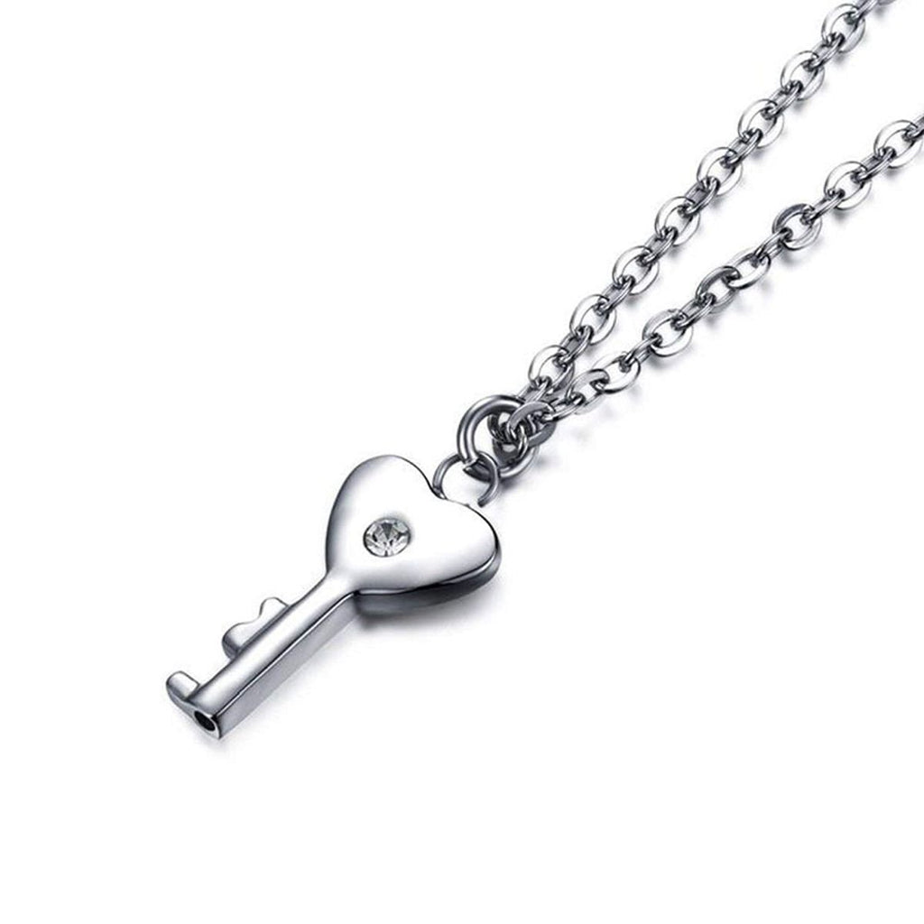 Key Lock Pendant Chain Silver Stainless Steel Bracelet For Couple