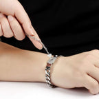Key Lock Pendant Chain Silver Stainless Steel Bracelet For Couple