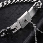 Key Lock Pendant Chain Silver Stainless Steel Bracelet For Couple