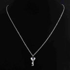 Key Lock Pendant Chain Silver Stainless Steel Bracelet For Couple