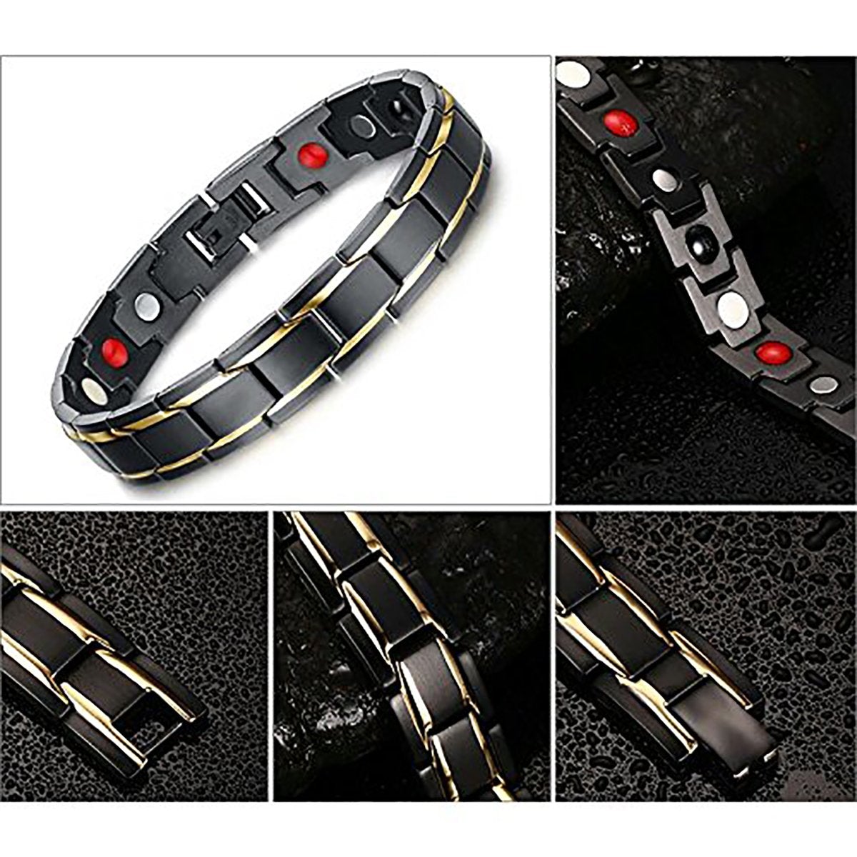 Titanium Black Gold Magnet Health Care Therapy Bio Energy Bracelet